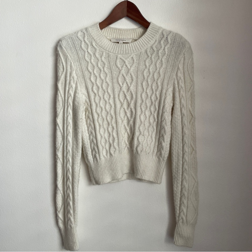 Favorite Daughter The Cable Pullover Sweater XS White Froth Wool Cashmere Luxury - Picture 10 of 12